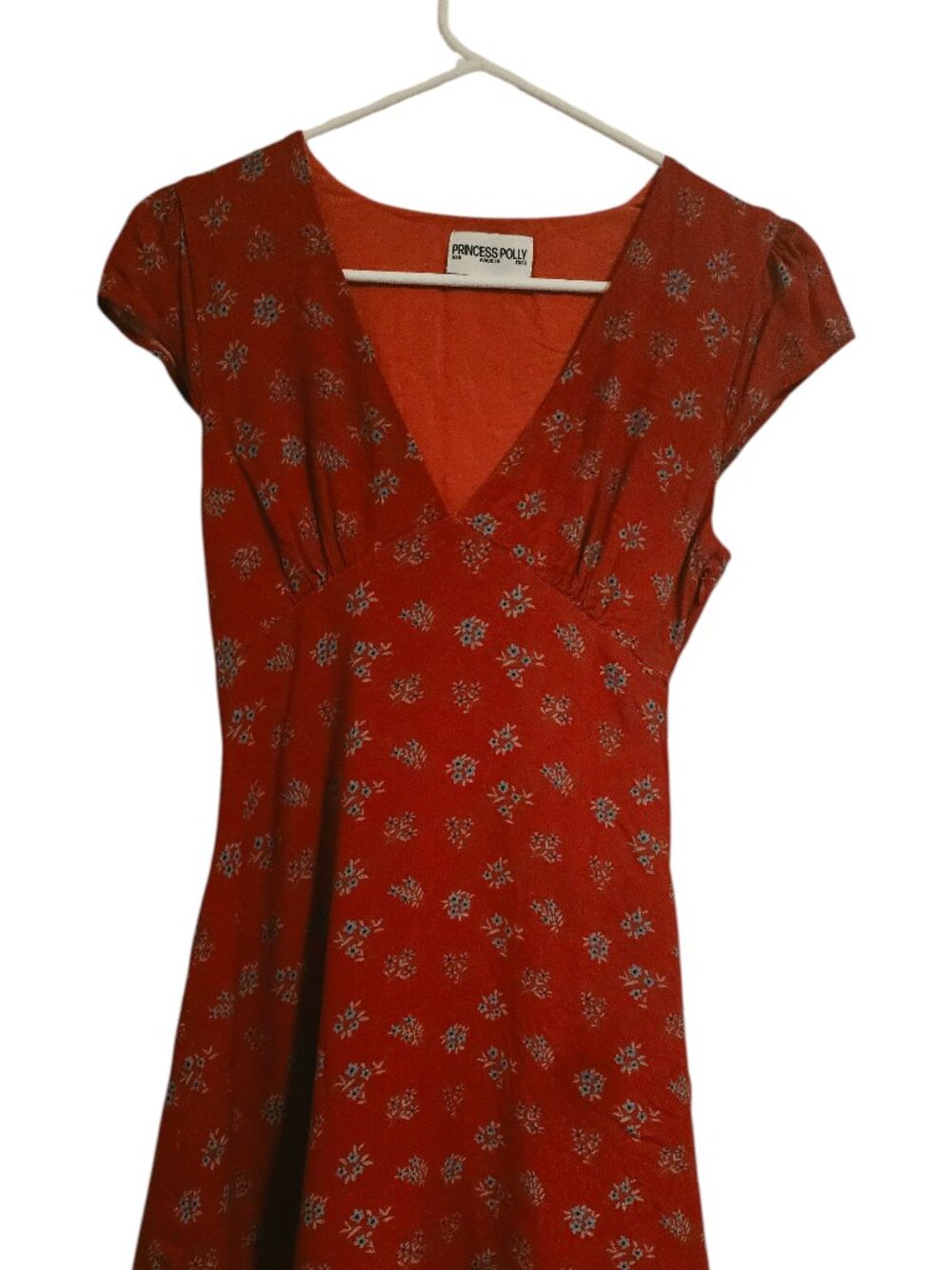 Y2K Princess Polly Red Floral A-Line Dress with Tie Waist